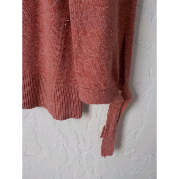 LOFT Wool Blend Pink Knit Tunic Sweater Lace Tie Cuffs Women size XL Round Neck - Picture 7 of 10